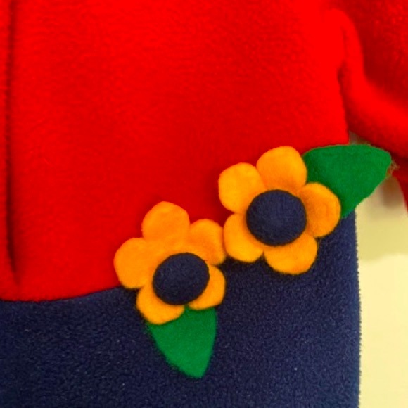 Vintage PETE’S PARTNER Fleece Romper & Beret Both Adorned W/Flowers Sz 6-9 M - Picture 4 of 6